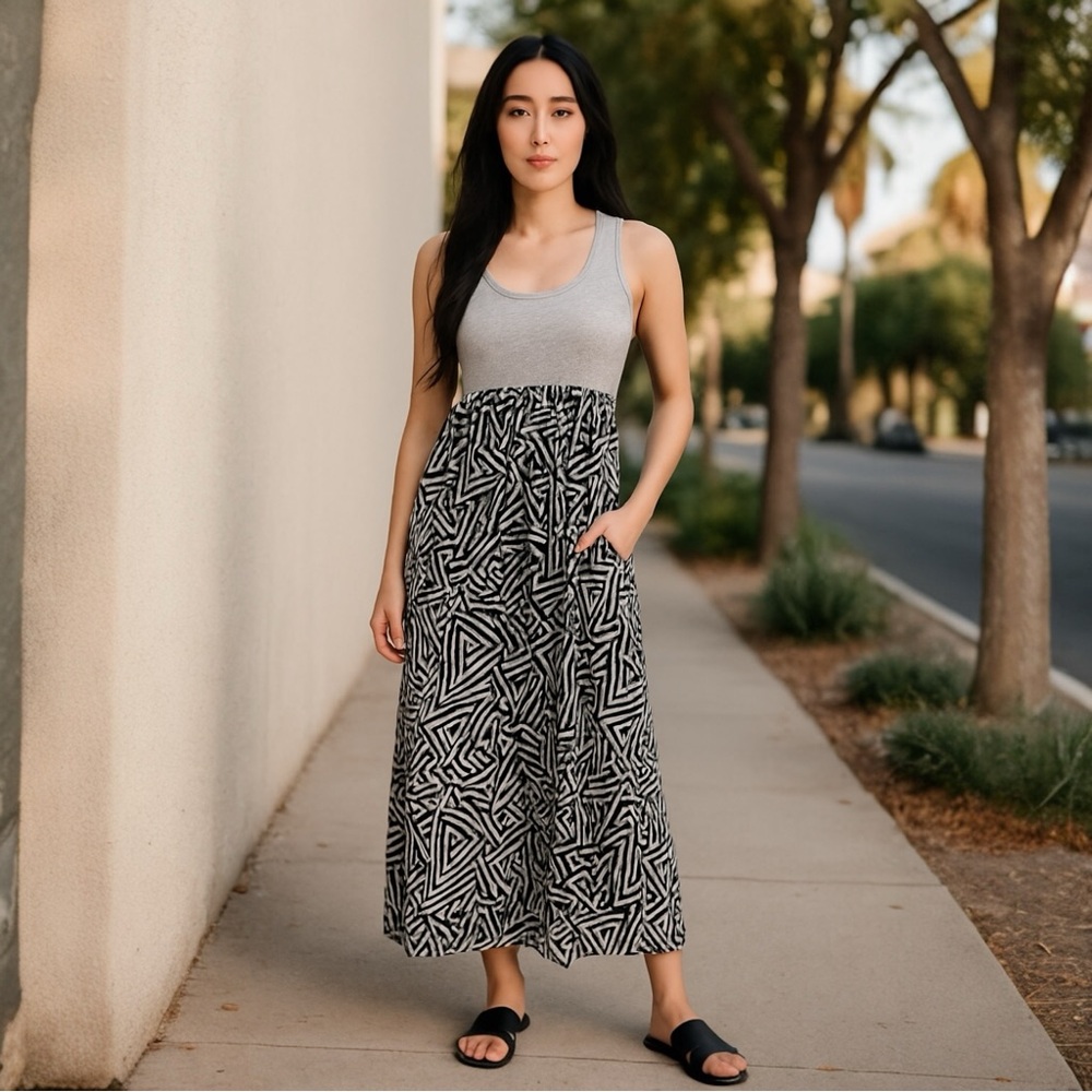 Vans Gray & Black Racerback Tank Dress - Size Large